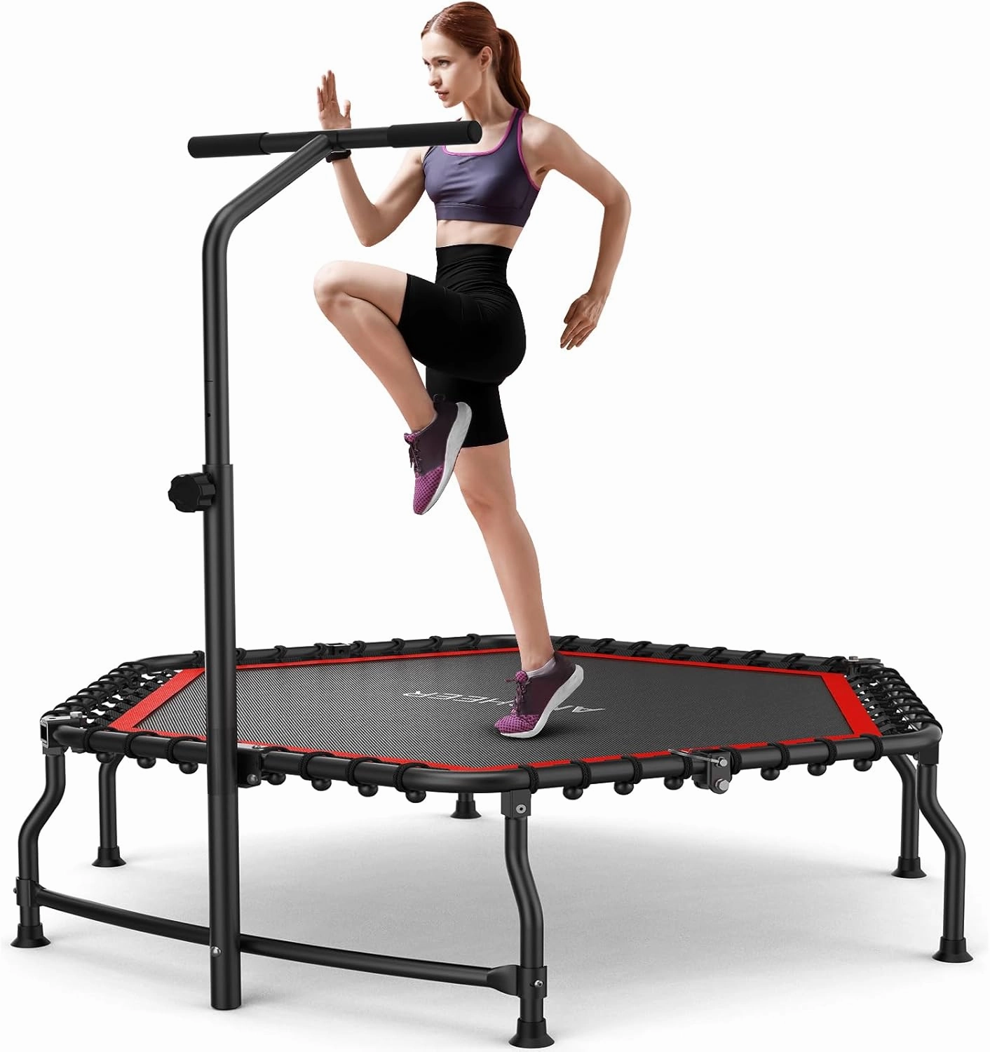 ANCHEER 50" Rebounder Trampoline for Adults- 2025 Foldable Mini Trampoline with Bar- Exercise Trampoline for Adults, Max Load 450lbs/550lbs, for Indoor/Garden Workout