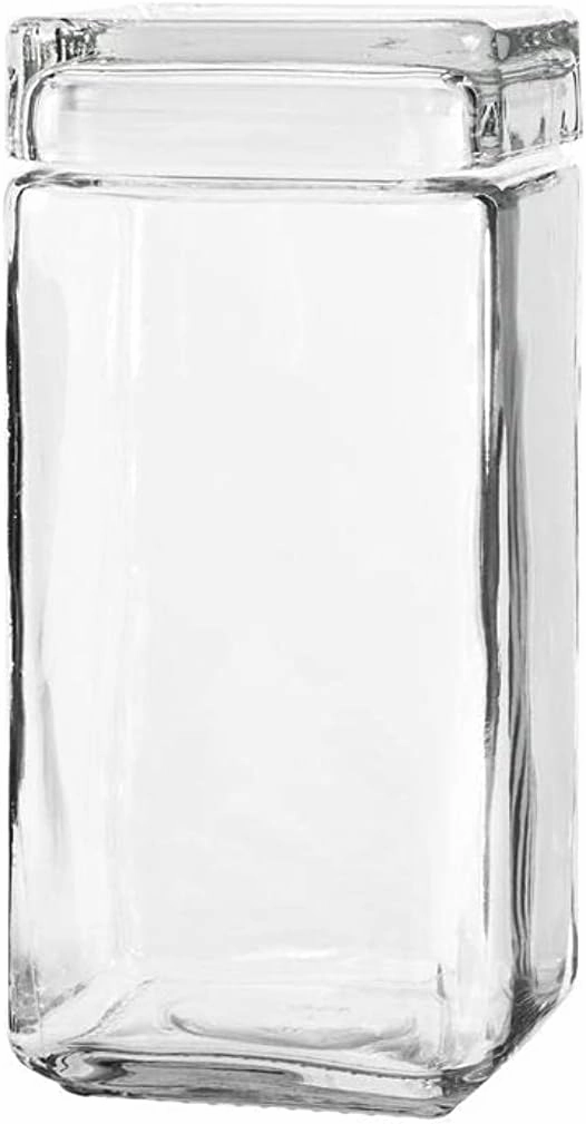 Anchor Hocking Stackable Glass Jar with Lid, 2 quart, Clear