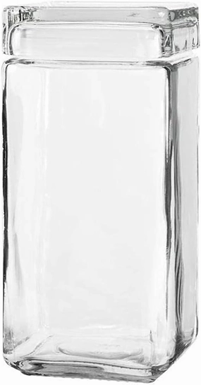 Anchor Hocking Stackable Glass Jar with Lid, 2 quart, Clear
