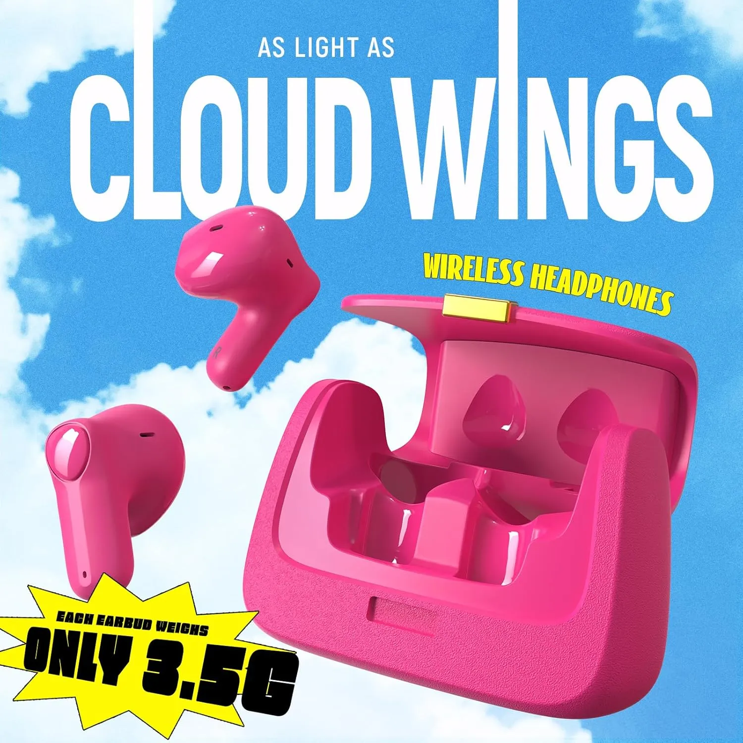 ANCwear Ear Buds,Bluetooth 5.3 in-Ear Headphones,13mm Drivers Deliver Premium Sound Earphones,22H Playtime True Wireless Earbuds with Unique Mini Handbag Charging Case (Pearl, Hot Pink)