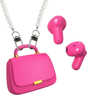 ANCwear Ear Buds,Bluetooth 5.3 in-Ear Headphones,13mm Drivers Deliver Premium Sound Earphones,22H Playtime True Wireless Earbuds with Unique Mini Handbag Charging Case (Pearl, Hot Pink)