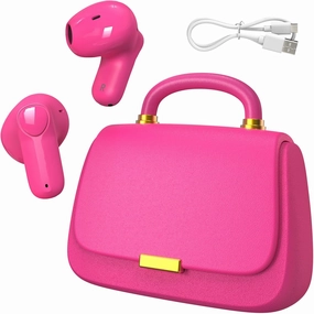 ANCwear Ear Buds,Bluetooth 5.3 in-Ear Headphones,13mm Drivers Deliver Premium Sound Earphones,22H Playtime True Wireless Earbuds with Unique Mini Handbag Charging Case (Classic, Hot Pink)