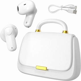 ANCwear Ear Buds,Bluetooth 5.3 in-Ear Headphones,13mm Drivers Deliver Premium Sound Earphones,22H Playtime True Wireless Earbuds with Unique Mini Handbag Charging Case (Classic, White)