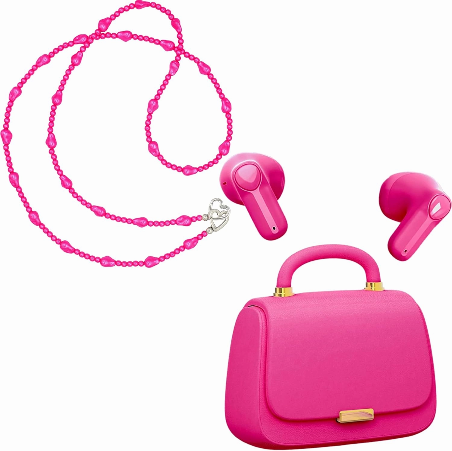 ANCwear Ear Buds,Bluetooth 5.3 in-Ear Headphones,13mm Drivers Deliver Premium Sound Earphones,22H Playtime True Wireless Earbuds with Unique Mini Handbag Charging Case (Magenta Bead, Hot Pink)
