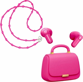 ANCwear Ear Buds,Bluetooth 5.3 in-Ear Headphones,13mm Drivers Deliver Premium Sound Earphones,22H Playtime True Wireless Earbuds with Unique Mini Handbag Charging Case (Magenta Bead, Hot Pink)