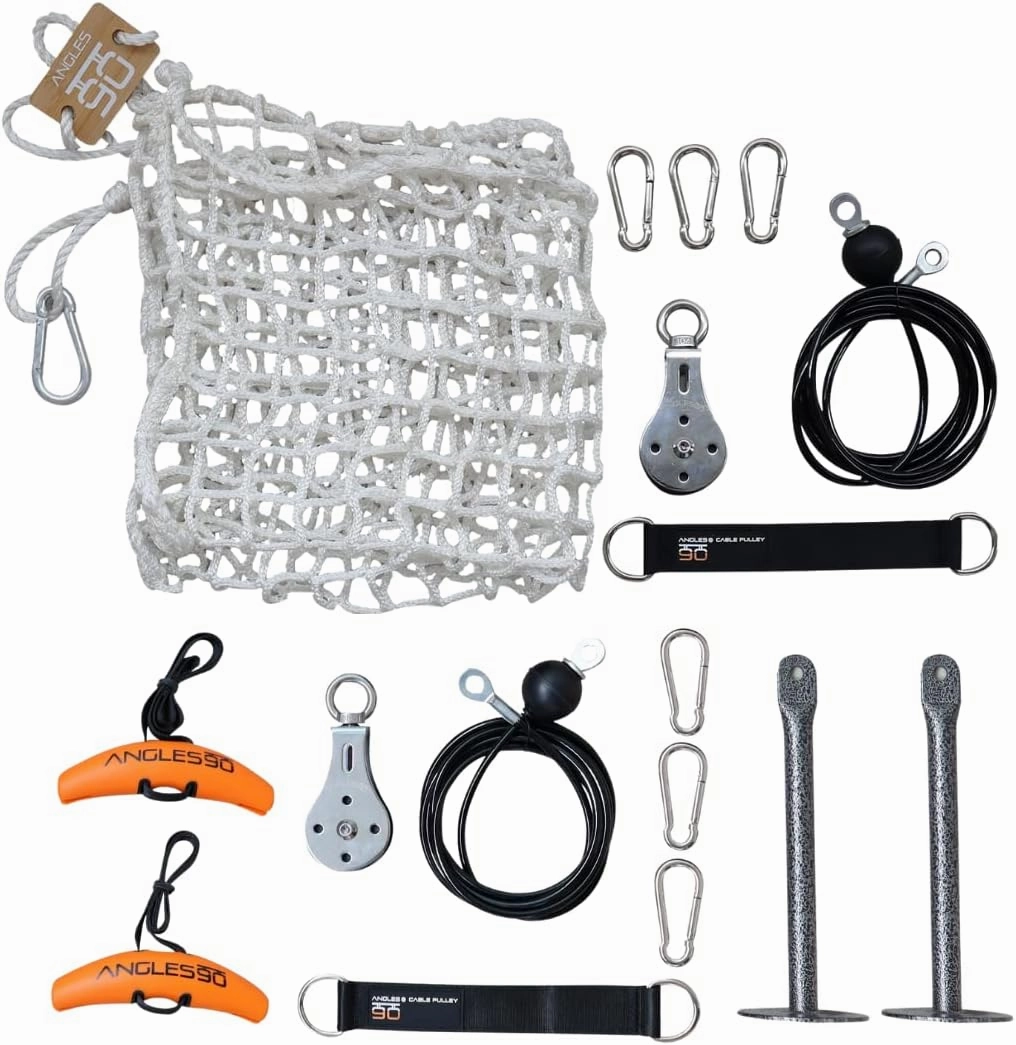 Angles90 Cable Pulley Set - Professional System with Two Pulleys - LAT Pulldown Attachment - Home Gym Exercise & Workout Equipment - LAT Pull Down
