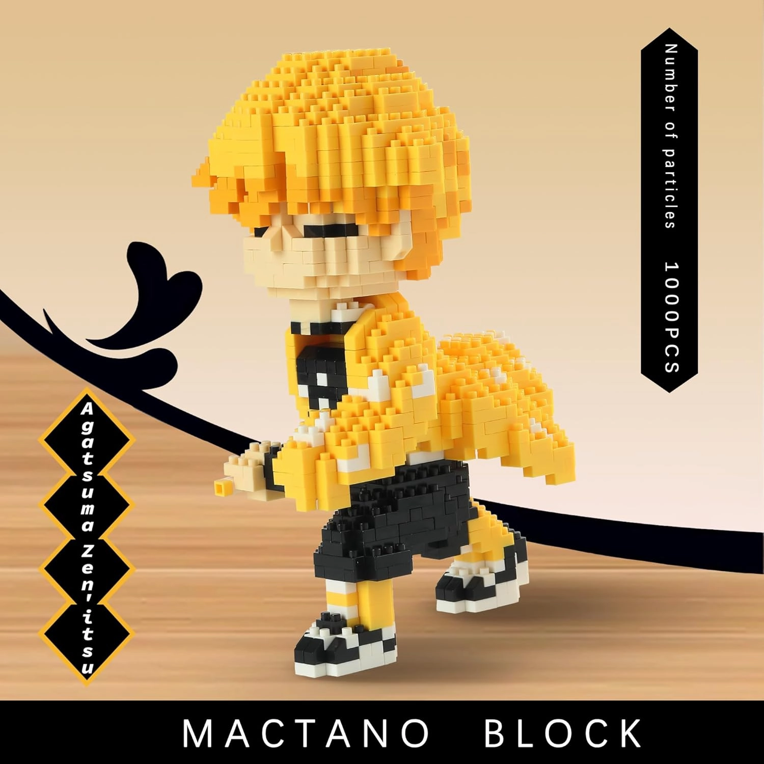 Anime Holy Slayer Brickheadz Zenitsu Agatsuma Figure Building Set Micro Mini Building Block Toy for Kids Adult-1000pcs
