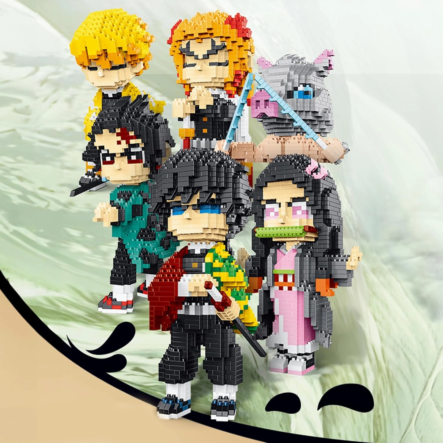 Anime Holy Slayer Brickheadz Zenitsu Agatsuma Figure Building Set Micro Mini Building Block Toy for Kids Adult-1000pcs