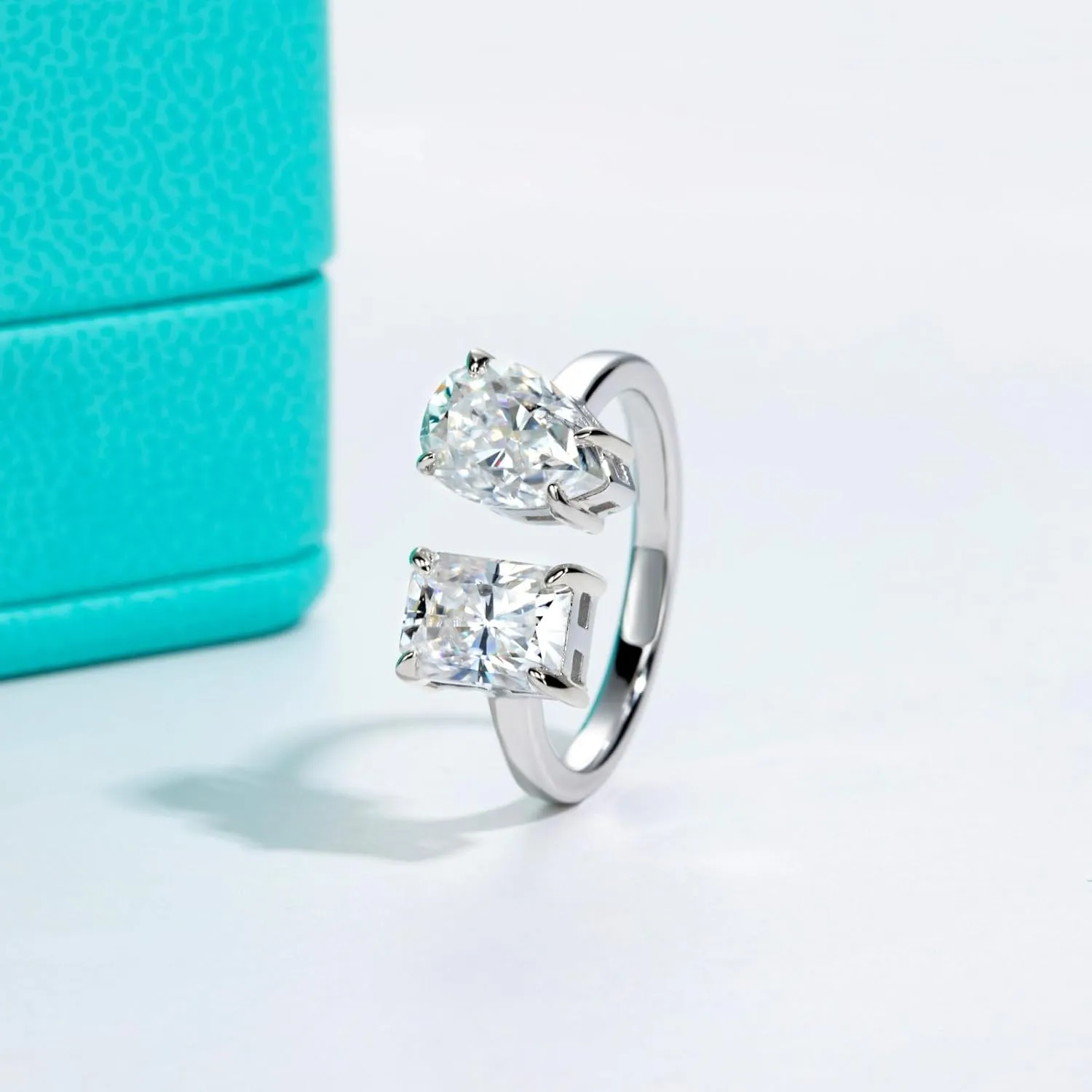 AnuClub Heart/Pear/Radiant/Round Cut Moissanite Rings D Color VVS1 925 Sterling Silver Statement Engagement Wedding Promise Ring for Women with Certificate