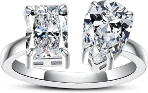 AnuClub Heart/Pear/Radiant/Round Cut Moissanite Rings D Color VVS1 925 Sterling Silver Statement Engagement Wedding Promise Ring for Women with Certificate