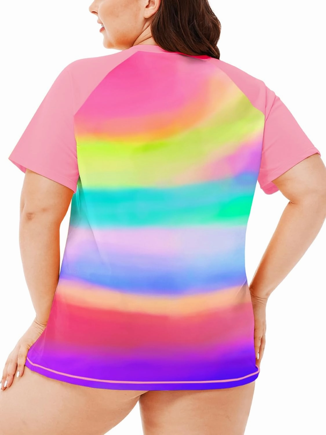 AOBUTE Women Plus Size Rash Guard Short Sleeve SPF Swim Shirts