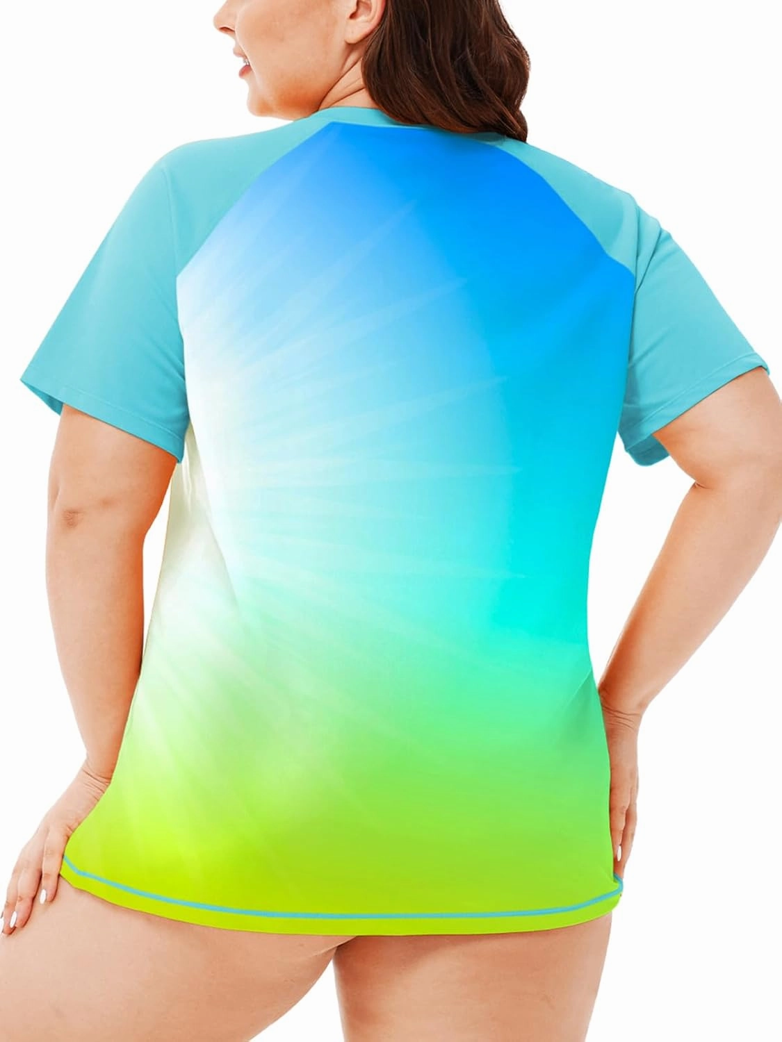 AOBUTE Women Plus Size Rash Guard Short Sleeve SPF Swim Shirts