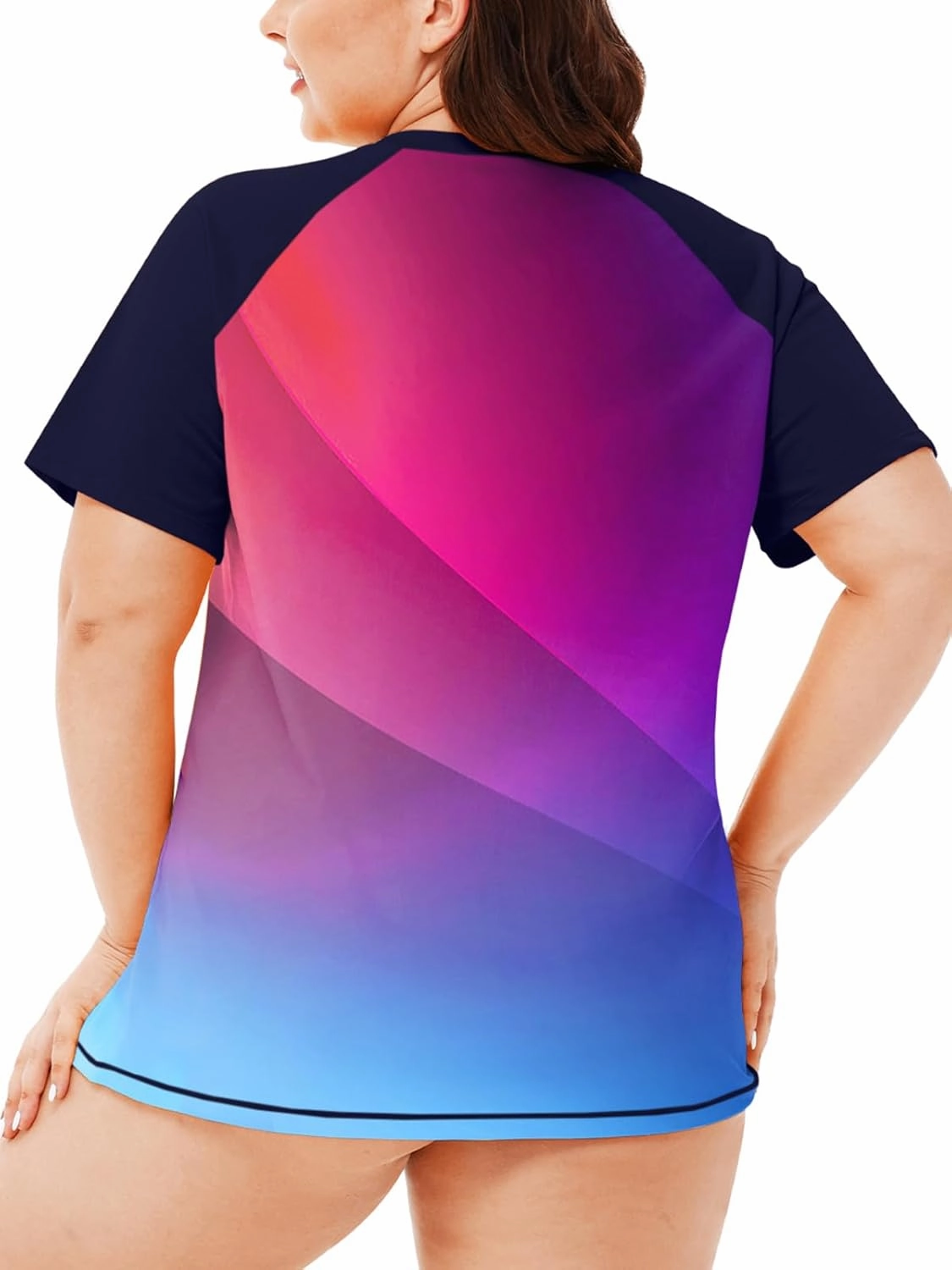 AOBUTE Women Plus Size Rash Guard Short Sleeve SPF Swim Shirts