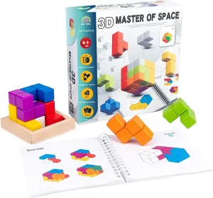 ARI MES - 3D Soma Cube Puzzle Game - Montessori Brain Teaser for Kids & Adults, Strategic Wooden Block Puzzle, Educational Mind Challenge for Ages 4 