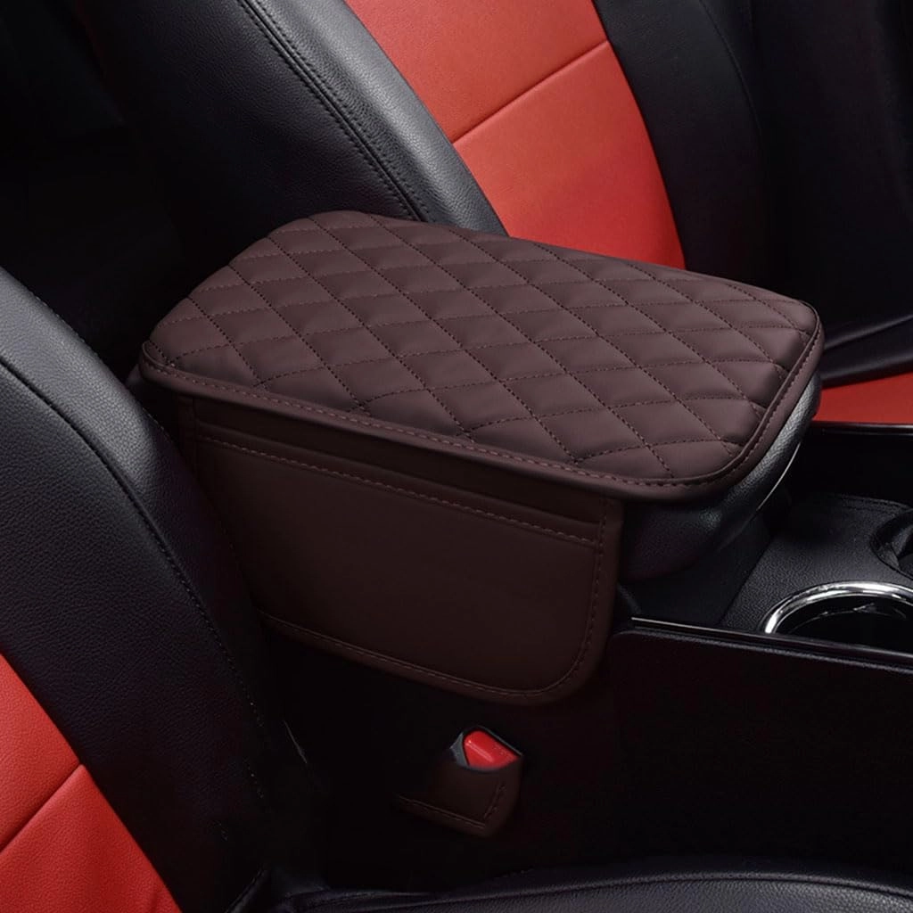 Arm Rest Cover Car for Nissan Kicks (P16) 2019 2020 2021 2022 2023 2024, Car Center Console Cushion Pad Leather Waterproof Protection Decor Car Accessories,Brown