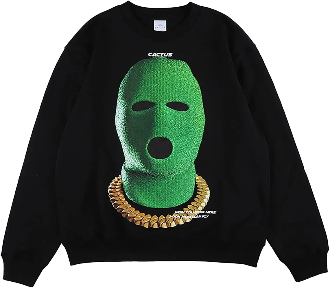 Arnodefrance Men Graphic Sweatshirts Vintage Printing Sweatshirt Cotton Loose Crewneck Hoodies Pullover