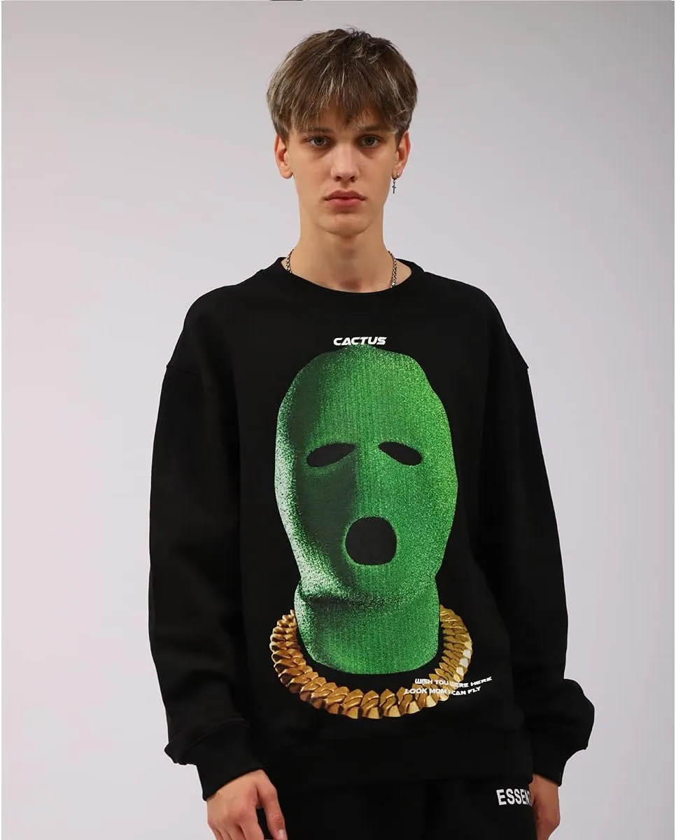 Arnodefrance Men Graphic Sweatshirts Vintage Printing Sweatshirt Cotton Loose Crewneck Hoodies Pullover