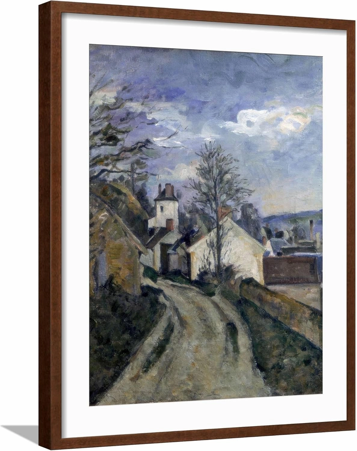 ART.COM Framed Wall Art Prints Doctor Gachet's House at Auvers, C1873 by Paul Cézanne, Scenic Decor, 18" x 24", Espresso Frame with White Mat