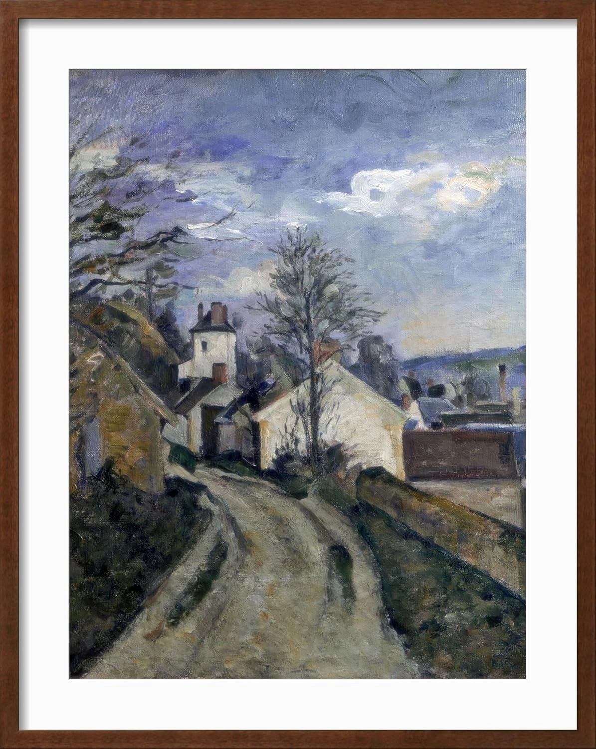 ART.COM Framed Wall Art Prints Doctor Gachet's House at Auvers, C1873 by Paul Cézanne, Scenic Decor, 18" x 24", Espresso Frame with White Mat