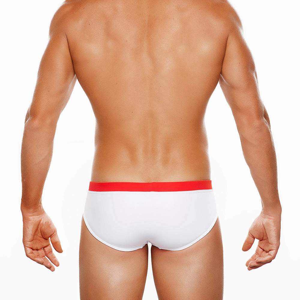 Aruba - White / Red - Lo Rise Swim Brief