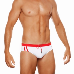 Aruba - White / Red - Lo Rise Swim Brief