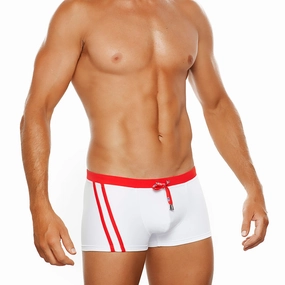 Aruba - White / Red - Swim Trunk