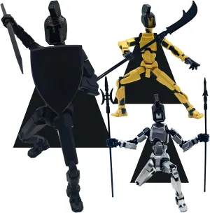 (Assembly Completed 3D Printed Figure T13, Dummy 13 Action Figure, Titan 13 Robot 13 Action Figure Desktop Decorations for Game Lovers. (A-3pcs Warrior)