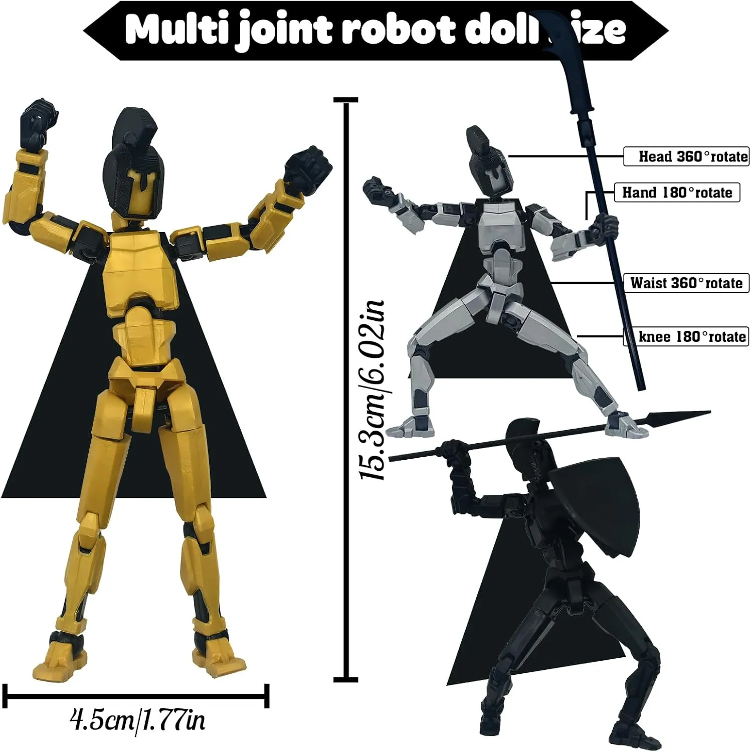 (Assembly Completed 3D Printed Figure T13, Dummy 13 Action Figure, Titan 13 Robot 13 Action Figure Desktop Decorations for Game Lovers. (A-3pcs Warrior)