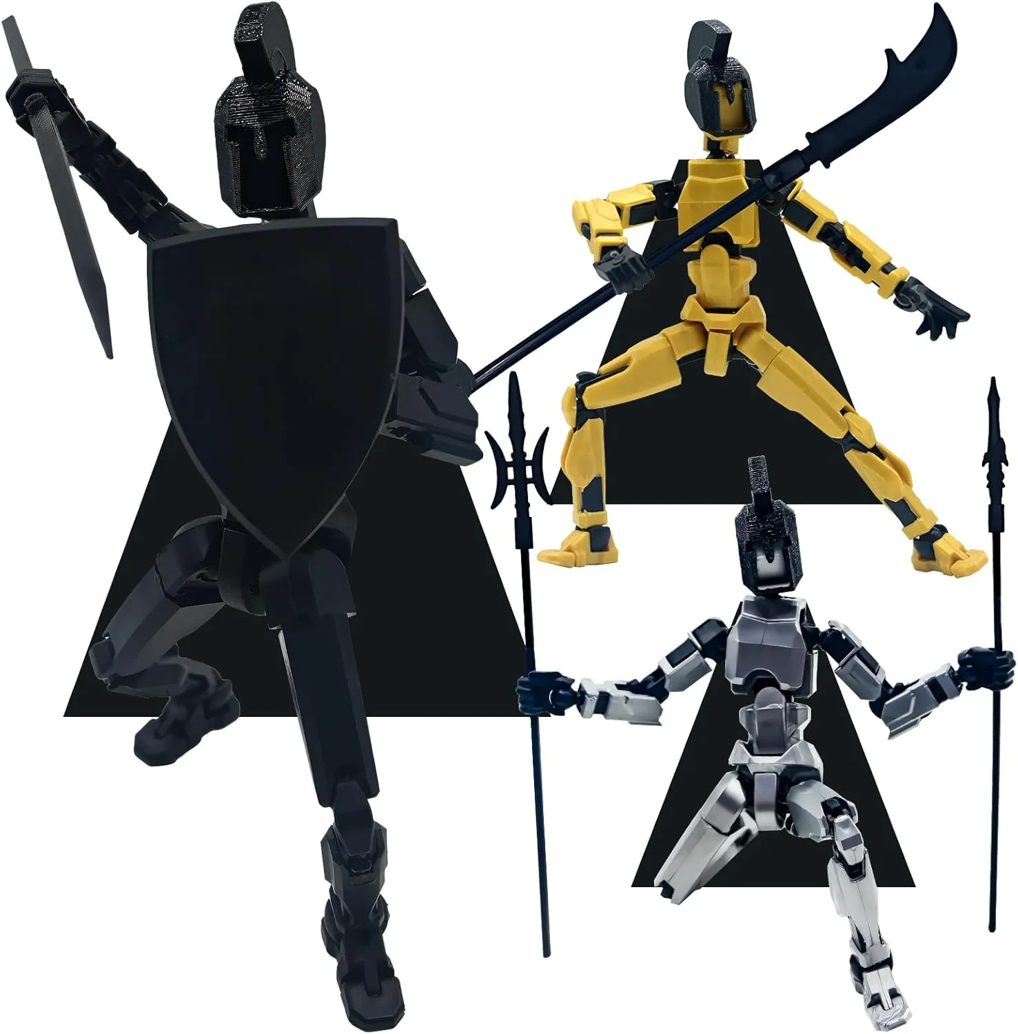 (Assembly Completed 3D Printed Figure T13, Dummy 13 Action Figure, Titan 13 Robot 13 Action Figure Desktop Decorations for Game Lovers. (A-3pcs Warrior)