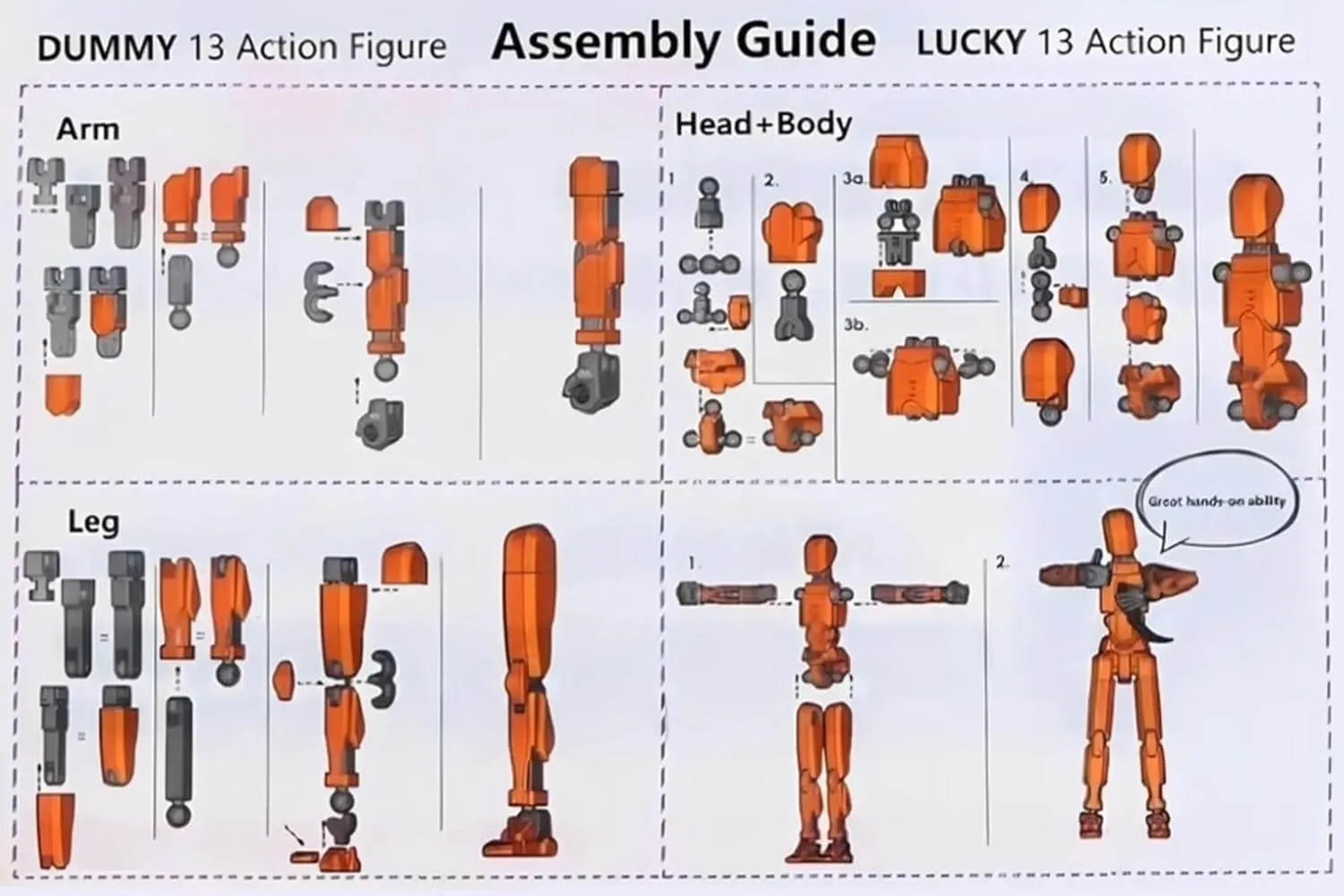 Assembly Completed T13 Action Figure, Titan 13 3D Printed Action Figure, Lucky 13 Action Figure, Assembled Dummy 13 Action Figure