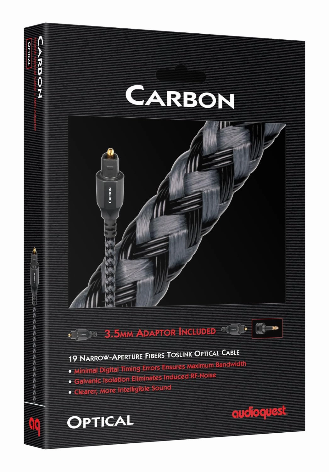 AudioQuest 0.75m Carbon Optical Toslink Fiber-Optic Cable   Mini-Adaptor