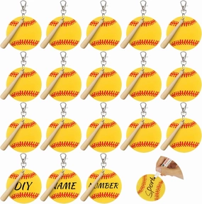 AUHOKY 18Sets 56Pcs Baseball Softball Acrylic Keychain Blanks Kit for DIY Sports Party Favor with 2 Pen