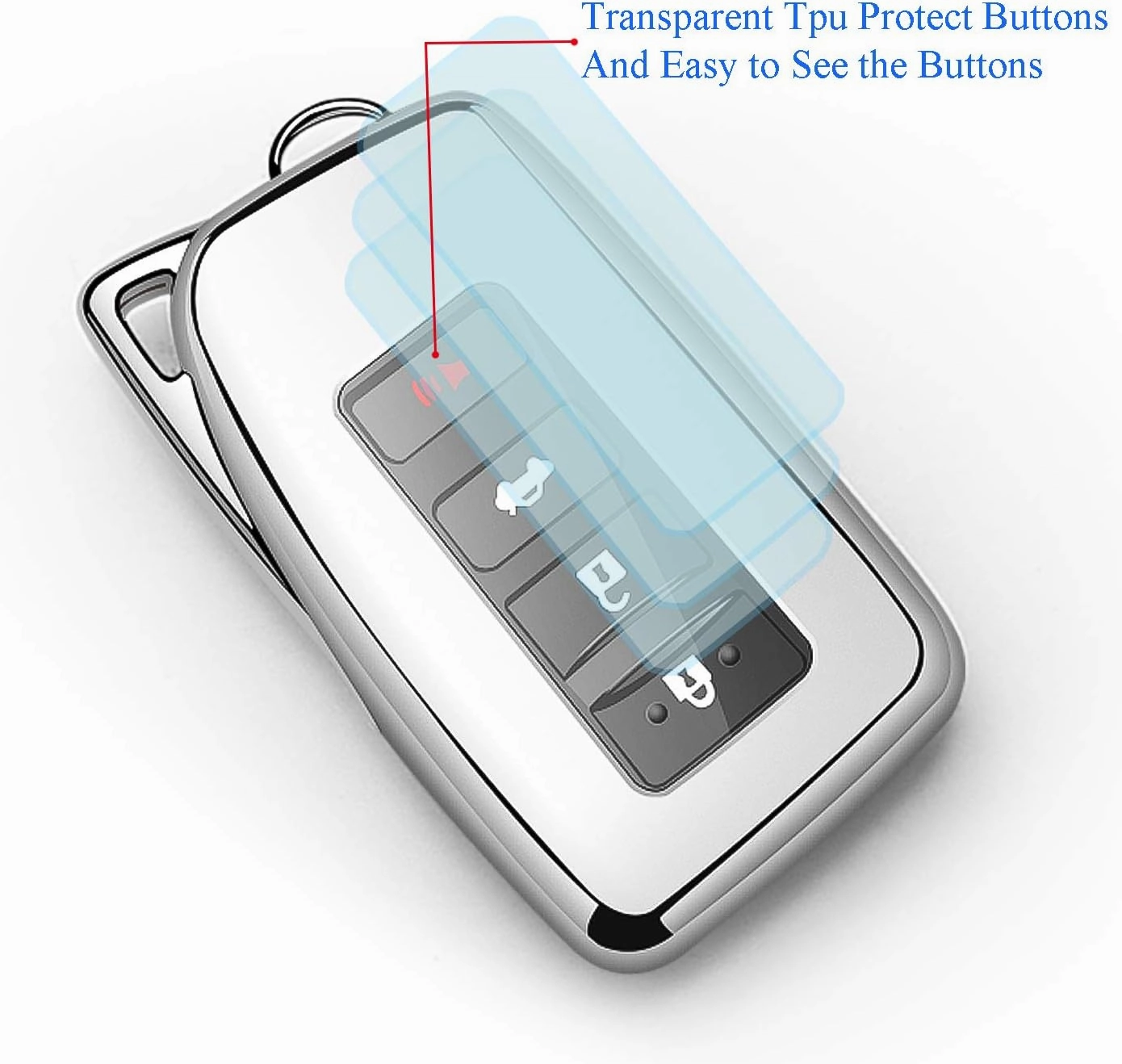 Autophone Compatible with Lexus Key Fob Cover with Keychain Soft TPU 360 Degree Protection Key Shell Case for 2013-2017 RX ES GS LS NX RS GX LX RC LC Smart Key-Red