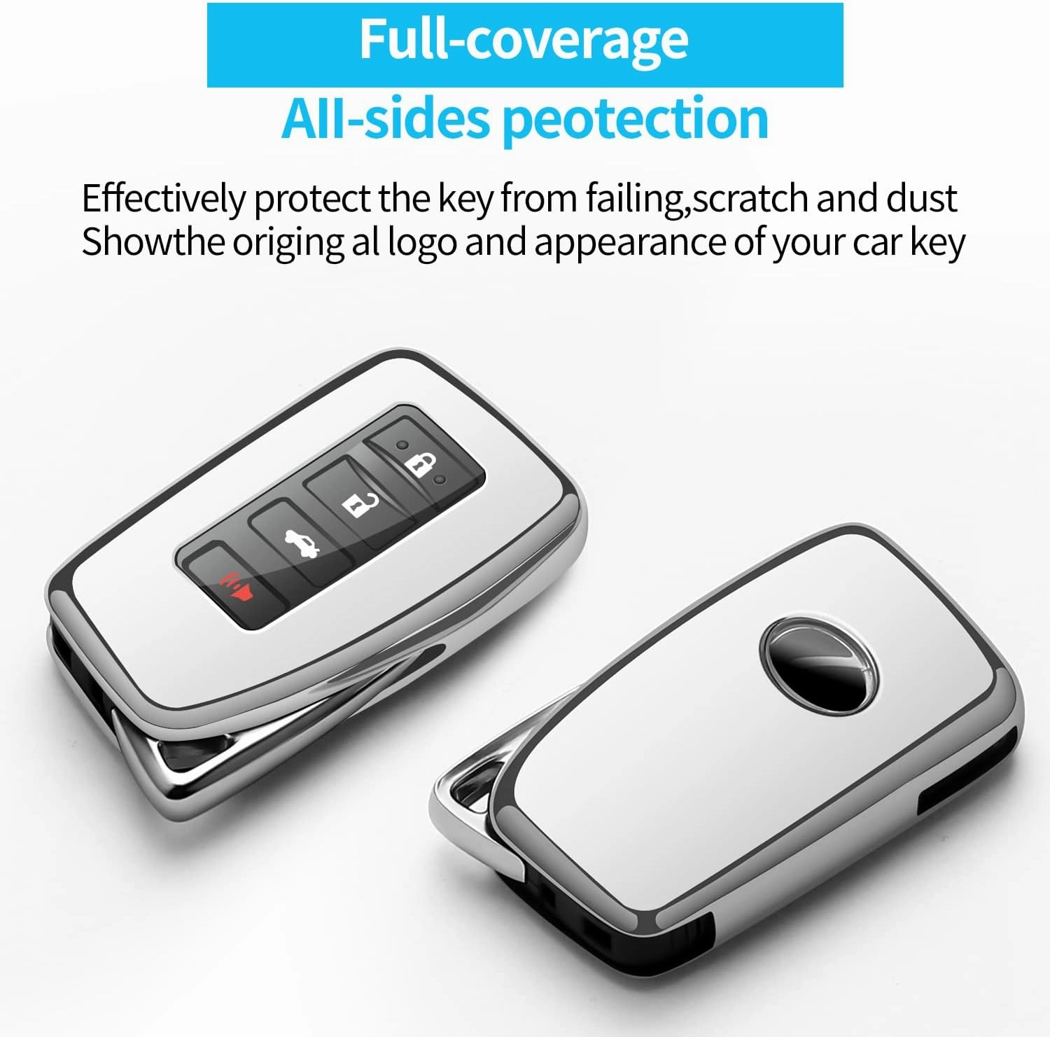 Autophone Compatible with Lexus Key Fob Cover with Keychain Soft TPU 360 Degree Protection Key Shell Case for 2013-2017 RX ES GS LS NX RS GX LX RC LC Smart Key-Red