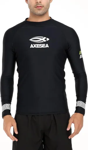 AXESEA Men Long Sleeve Rashguard UPF 50  Rash Guard Swim Shirt Athletic Swim Tops