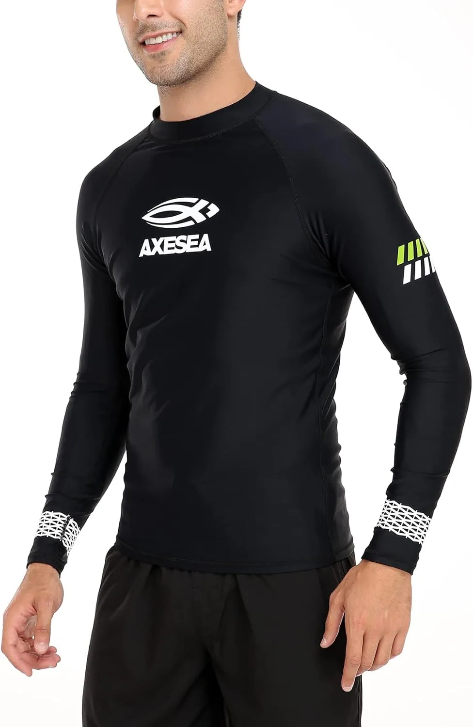 AXESEA Men Long Sleeve Rashguard UPF 50  Rash Guard Swim Shirt Athletic Swim Tops