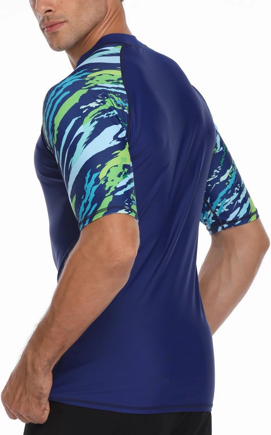 AXESEA Men's Short Sleeve Solid Swimsuit Sun Protection Rashguard Swim Shirt UPF 50 