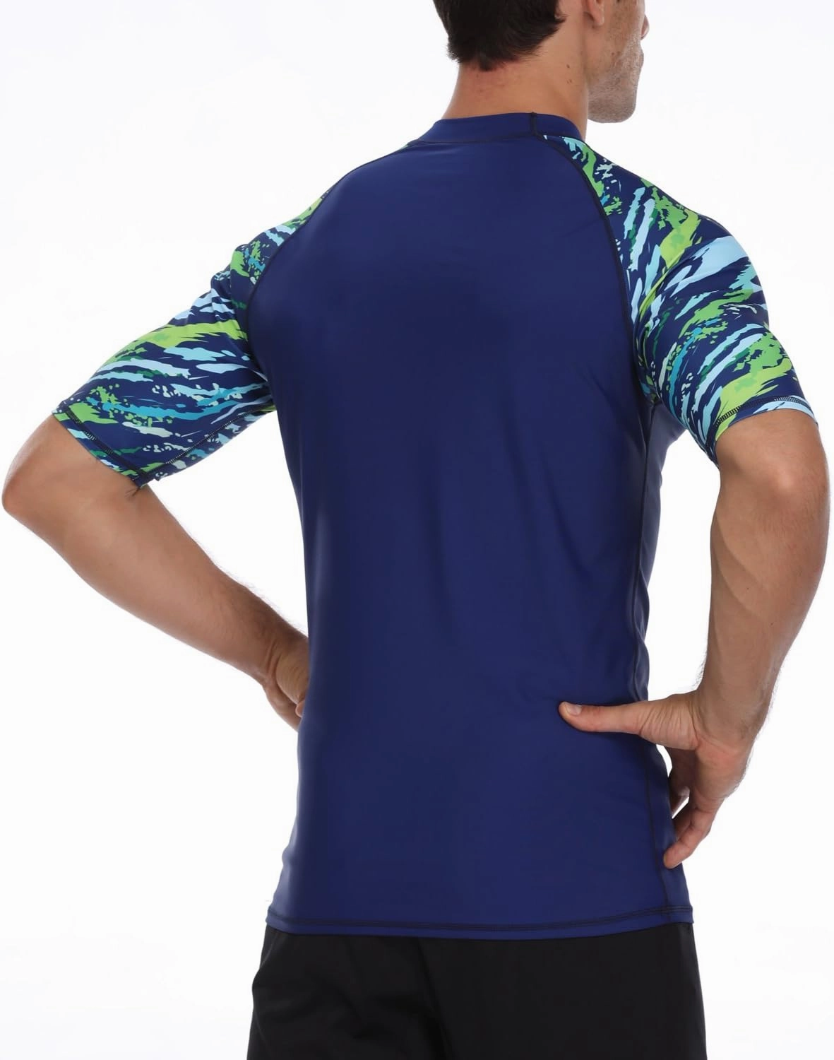 AXESEA Men's Short Sleeve Solid Swimsuit Sun Protection Rashguard Swim Shirt UPF 50 