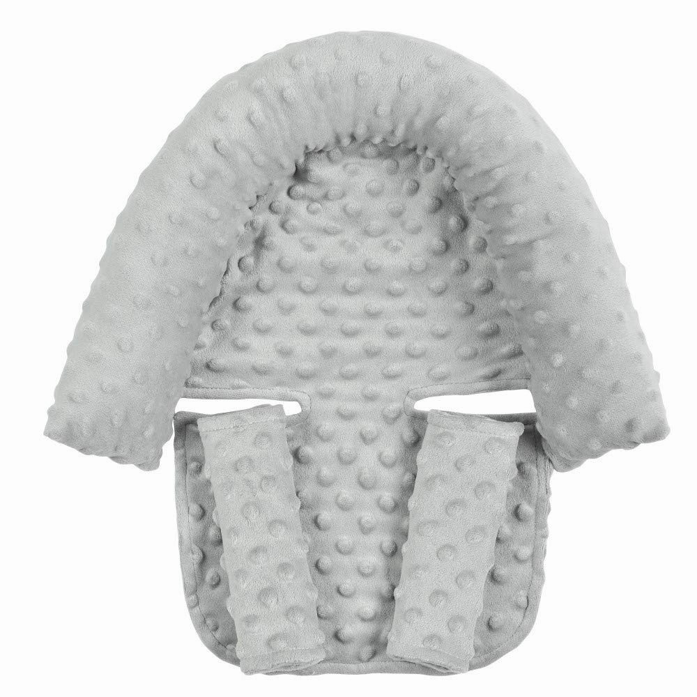 Baby Head Support and Strap Covers, Infant Car Seat Insert Cushion, Ultra Soft Head and Neck Cushion for Car Seat, Baby Car Seat Cushion (Gray)