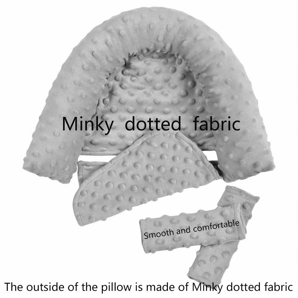 Baby Head Support and Strap Covers, Infant Car Seat Insert Cushion, Ultra Soft Head and Neck Cushion for Car Seat, Baby Car Seat Cushion (Gray)