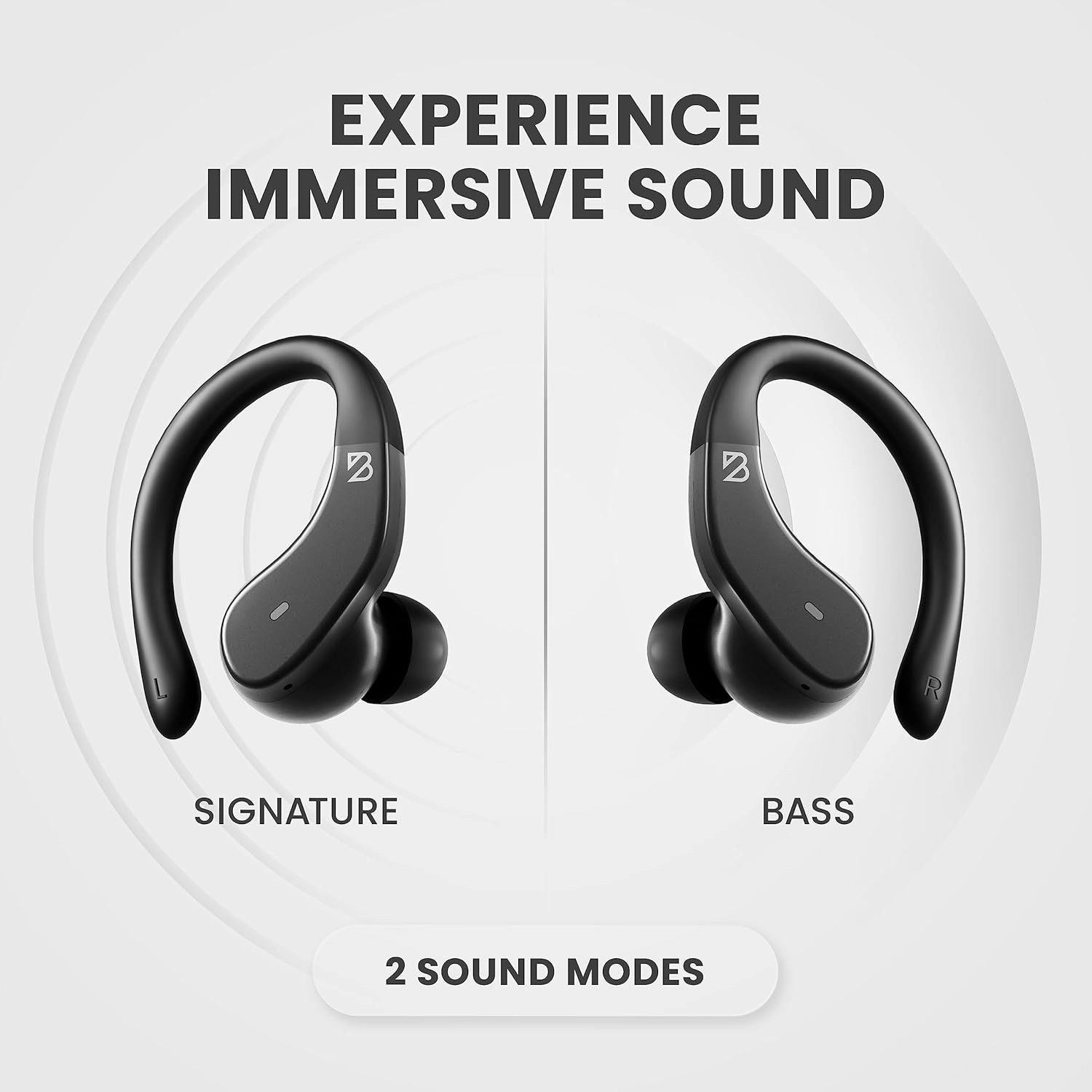 Back Bay Audio Runner 40 - Secure-Fit Wireless Earbuds, Running Bluetooth Earphones for Women and Men, Deep Bass Wrap Around Earbuds for Small Ear Canals with EarHooks, Sweatprooof Over The Ear Buds