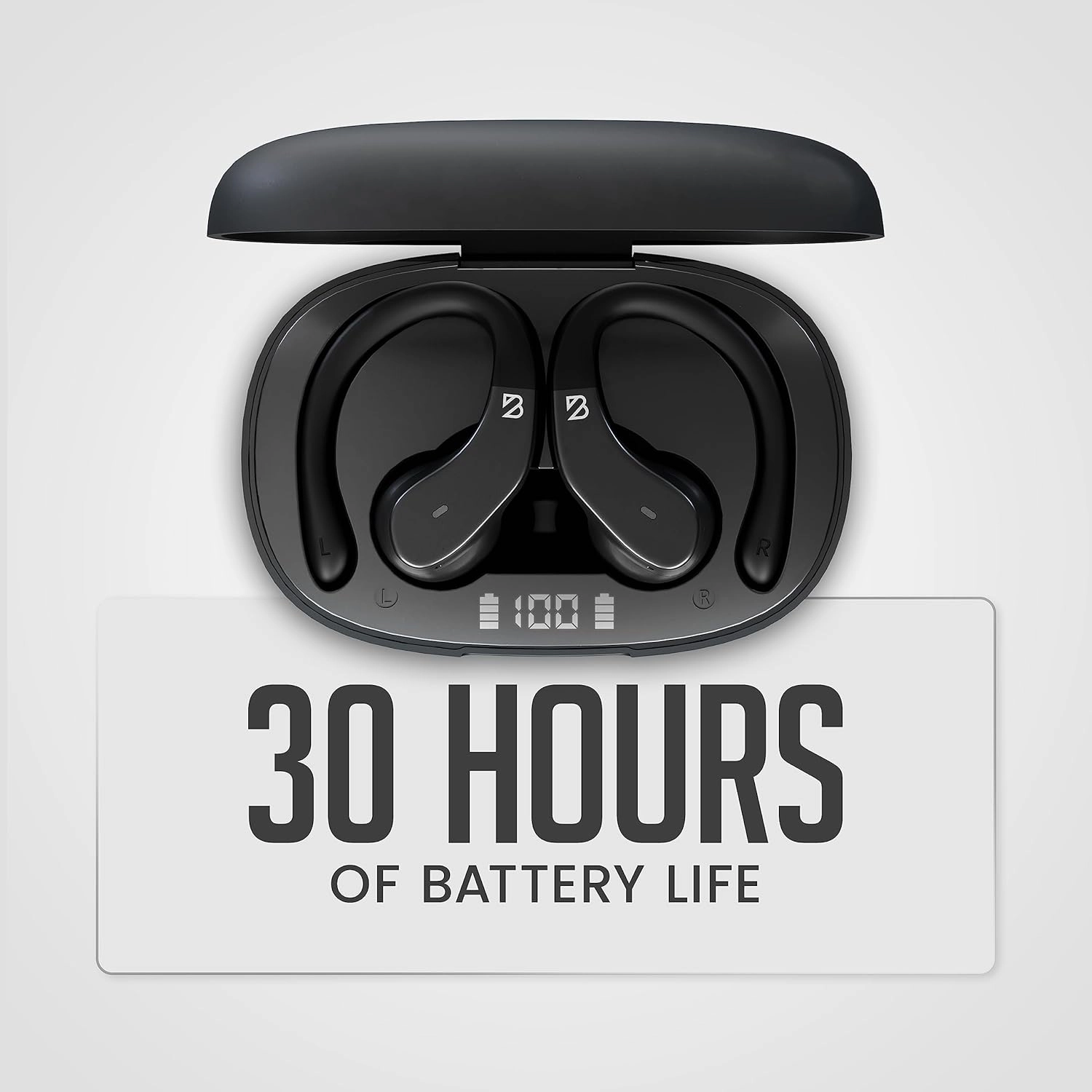 Back Bay Audio Runner 40 - Secure-Fit Wireless Earbuds, Running Bluetooth Earphones for Women and Men, Deep Bass Wrap Around Earbuds for Small Ear Canals with EarHooks, Sweatprooof Over The Ear Buds