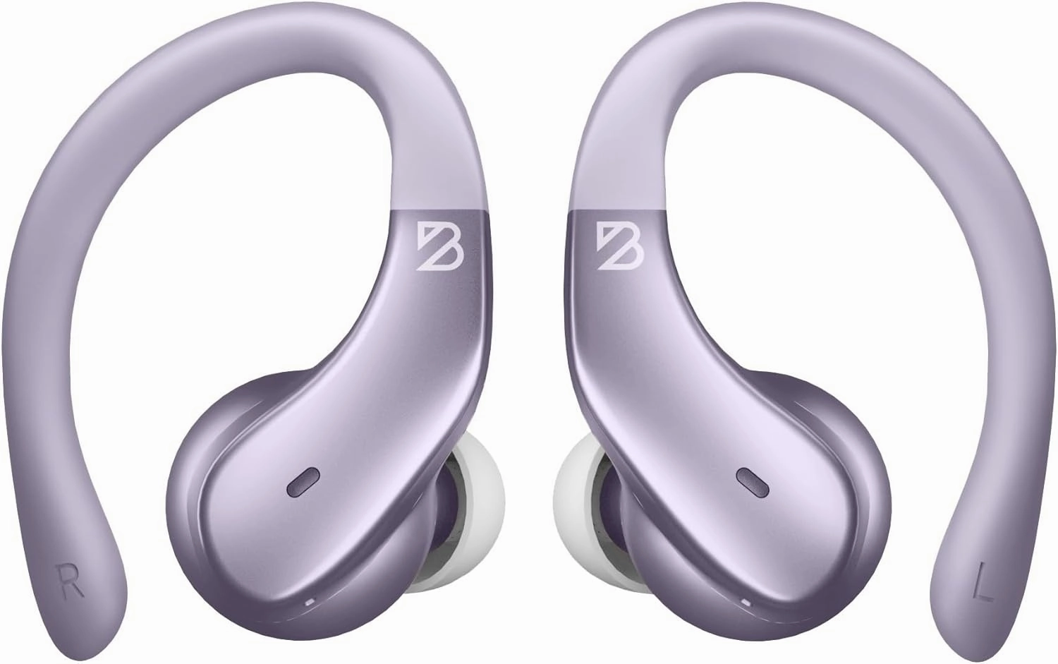 Back Bay Audio Runner 40 - Secure-Fit Wireless Earbuds, Running Bluetooth Earphones for Women and Men, Purple Deep Bass Wrap Around Earbuds for Small Ear Canals with EarHooks, Light Over The Ear Buds