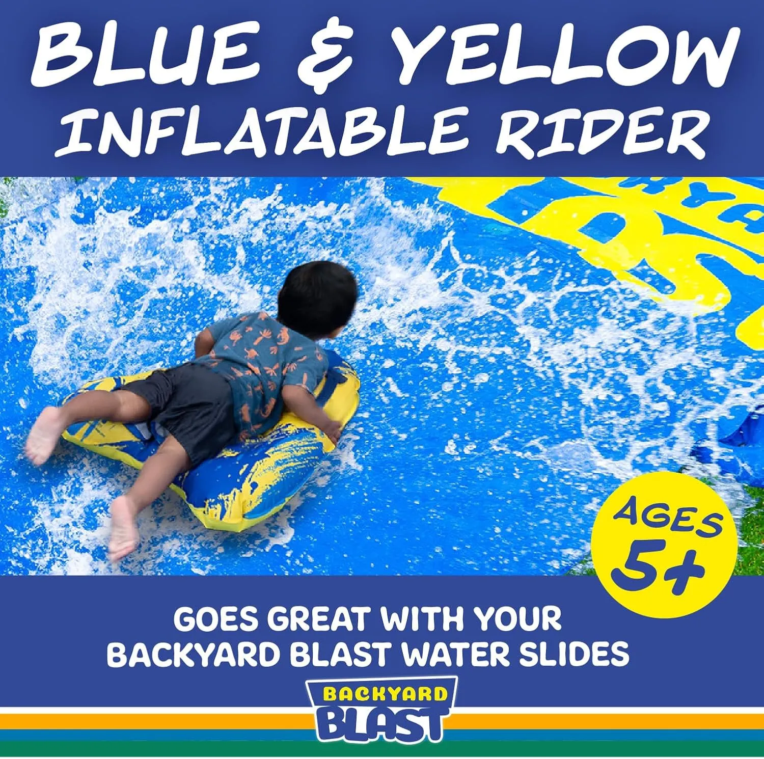 BACKYARD BLAST Deluxe Rider with Joint Cloth Material, Inflatable Body Board Slide Rider, 30.7" x 19.6" x 5.5"