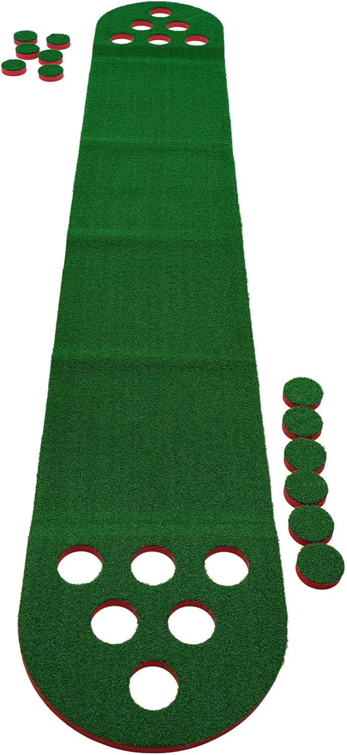 Backyard Mini Golf Course Set Complete 2-Player Game with Adjustable Height Clubs Slope Design Perfect for Parties, Events & Family Fun