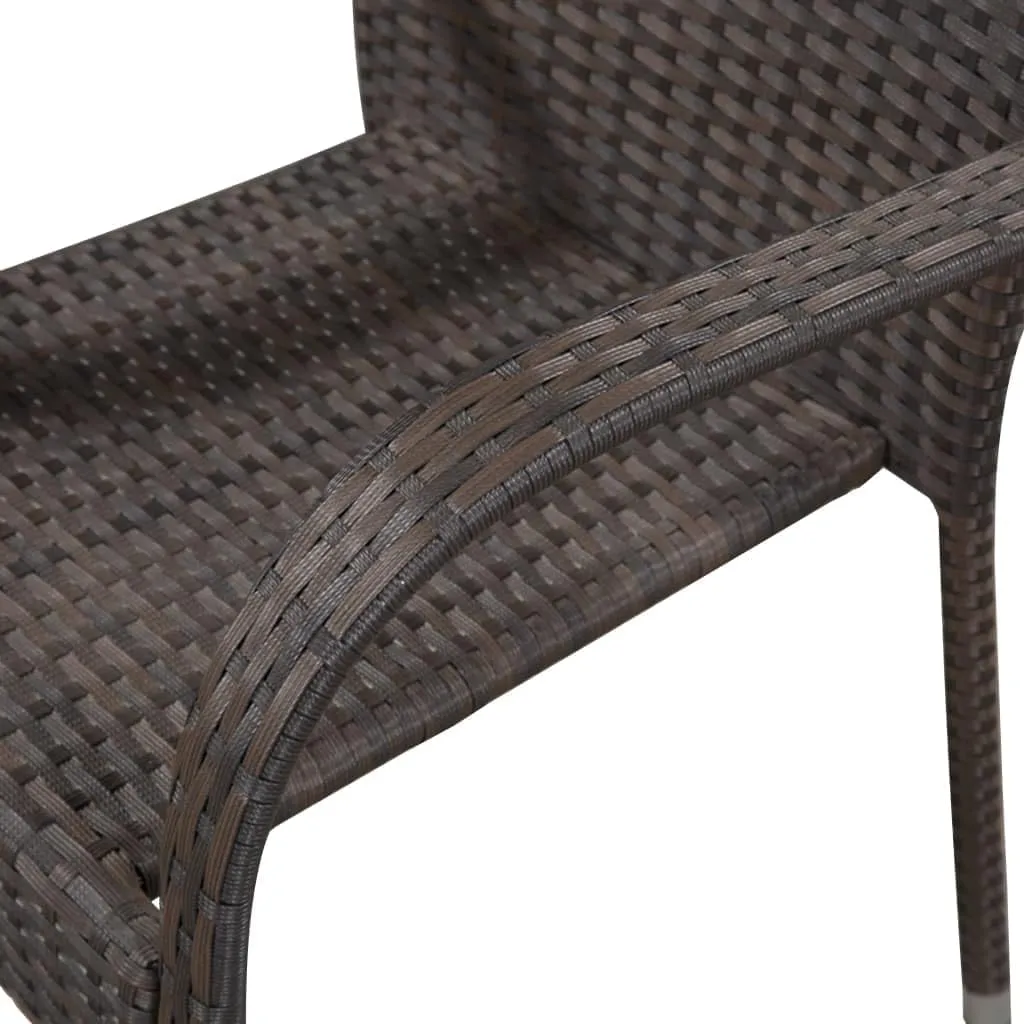 Balcony Chairs, Pool Chair, Stackable Patio Chairs 2 pcs, Easy to Clean Suitable for Patio, Deck, Front Porch, Garden Poly Rattan Brown