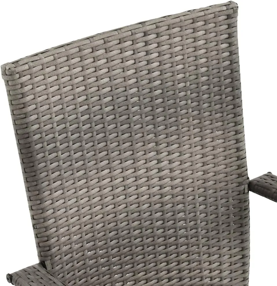 Balcony Chairs, Pool Chair,Stackable Patio Chairs 2 pcs, Easy to Clean Suitable for Patio, Deck, Front Porch, Garden Gray Poly Rattan