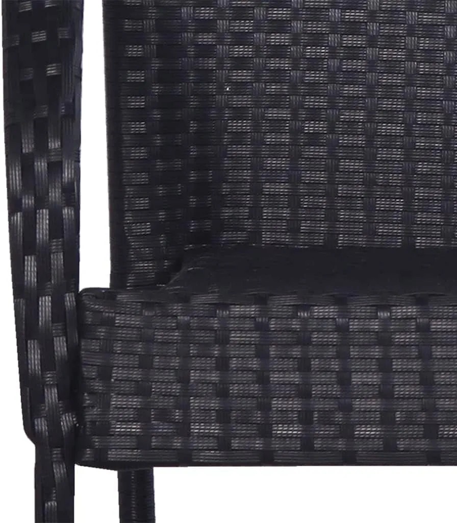 Balcony Chairs, Pool Chair,Stackable Patio Chairs 2 pcs, Easy to Clean Suitable for Patio, Deck, Front Porch, Garden Poly Rattan Black