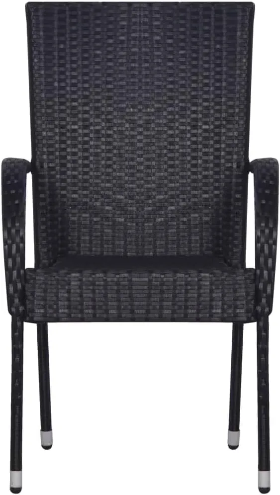 Balcony Chairs, Pool Chair,Stackable Patio Chairs 4 pcs, Easy to Clean Suitable for Patio, Deck, Front Porch, Garden Poly Rattan Black