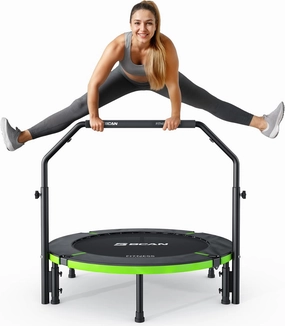 BCAN 40"/48" Foldable Mini Trampoline, Rebounder Trampoline for Adults, Adjustable Foam Handle, Exercise Rebounder for Adults Indoor/Garden Workout, Max Load 330lbs/440lbs